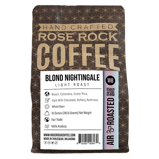 Blond Nightingale | Whole Bean Coffee | Light Roast | Rose Rock Coffee | Air Roasted | 12oz | 1lb | 5lb | Sample