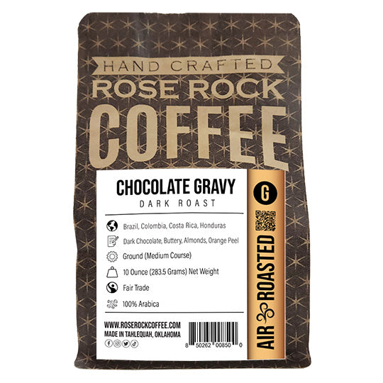 
                  
                    Chocolate Gravy | Ground Coffee | Dark Roast | Rose Rock Coffee | Air Roasted | 12oz | 1lb | 5lb | Sample
                  
                