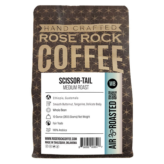 
                  
                    Scissor-Tail | Whole Bean | Medium Roast | Rose Rock Coffee | Air Roasted | 10oz | 12oz | 1lb | 5lb | Sample
                  
                