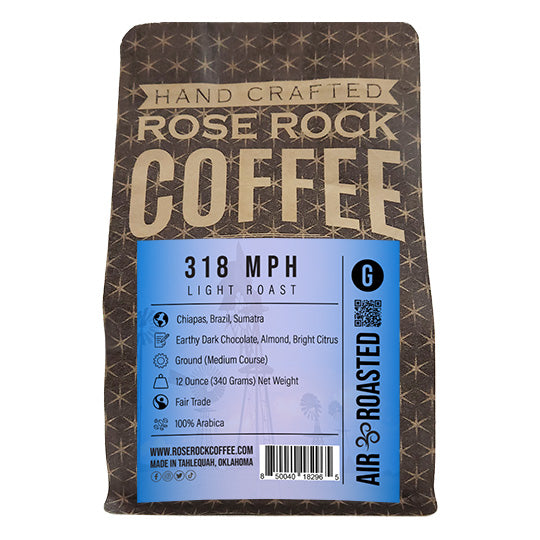 318 MPH | Ground Coffee | Light Roast | Rose Rock Coffee | Air Roasted | 12oz | 1lb | 5lb | Sample