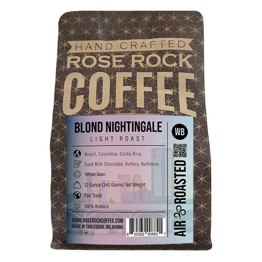 Blond Nightingale | Whole Bean Coffee | Light Roast | Rose Rock Coffee | Air Roasted | 12oz | 1lb | 5lb | Sample