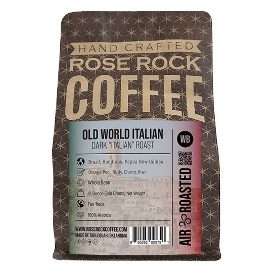 
                  
                    Old World Italian | Whole Bean Coffee | Dark "Italian" Roast | Rose Rock Coffee | Air Roasted | 10oz | 12oz | 1lb | 5lb | Sample
                  
                