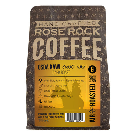 Osda Kawi | Ground Coffee | Dark Roast | Rose Rock Coffee | Air Roasted | 12oz | 1lb | 5lb | Sample