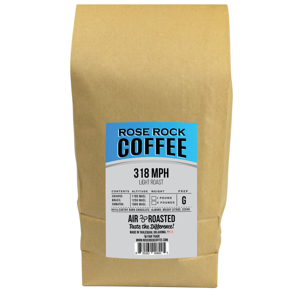 
                  
                    318 MPH | Ground Coffee | Light Roast | Rose Rock Coffee | Air Roasted | 10oz | 12oz | 1lb | 5lb | Sample
                  
                