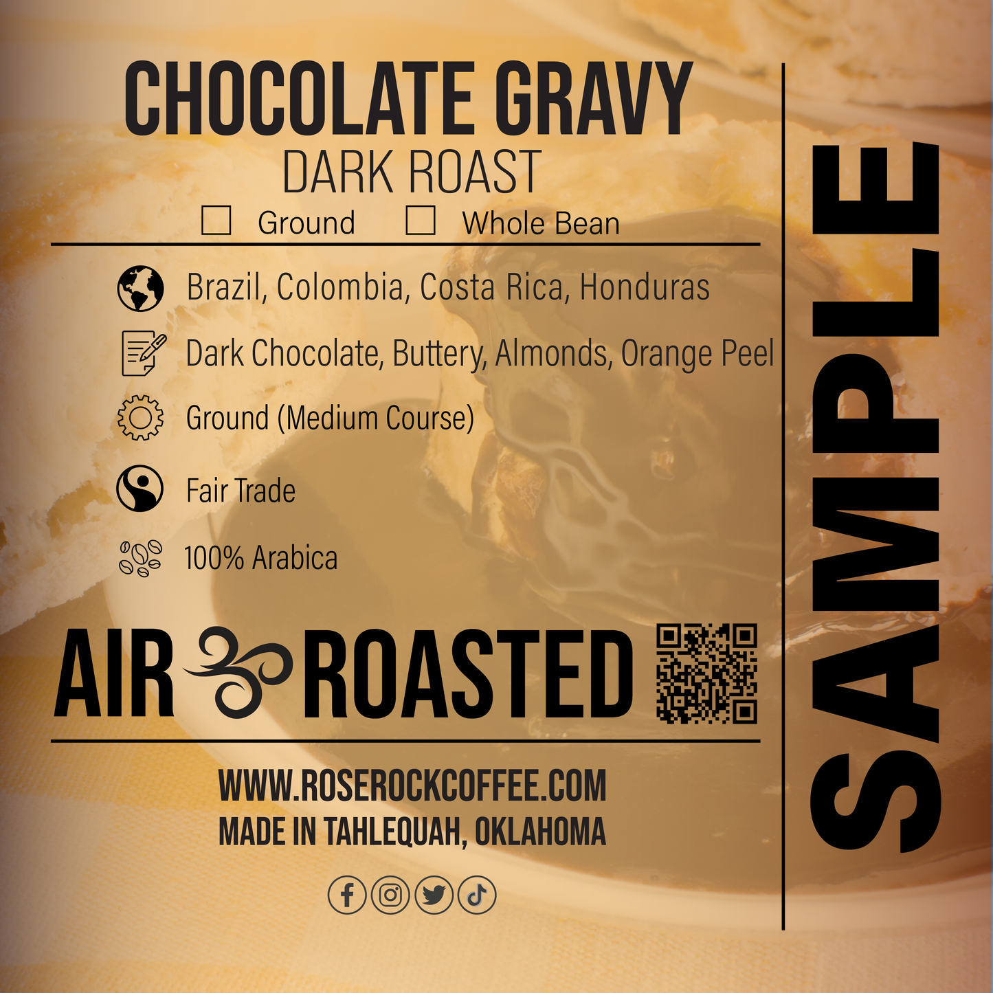 
                  
                    Chocolate Gravy | Whole Bean Coffee | Dark Roast | Rose Rock Coffee | Air Roasted | 10oz | 12oz | 1lb | 5lb | Sample
                  
                