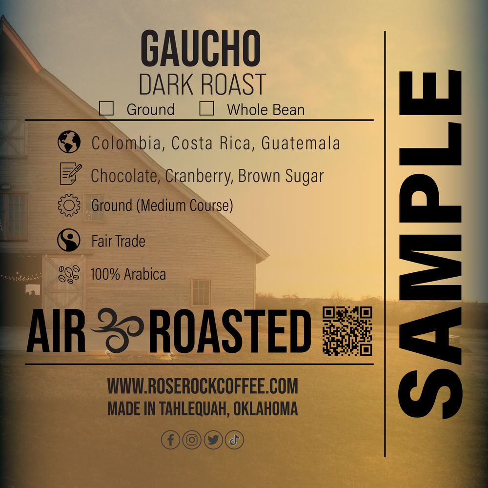 
                  
                    Gaucho | Whole Bean Coffee | Dark Roast | Rose Rock Coffee | Air Roasted | 10oz | 12oz | 1lb | 5lb | Sample
                  
                