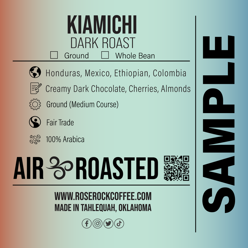 
                  
                    Kiamichi | Whole Bean Coffee | Dark Roast | | Rose Rock Coffee | Air Roasted | 10oz | 12oz | 1lb | 5lb
                  
                