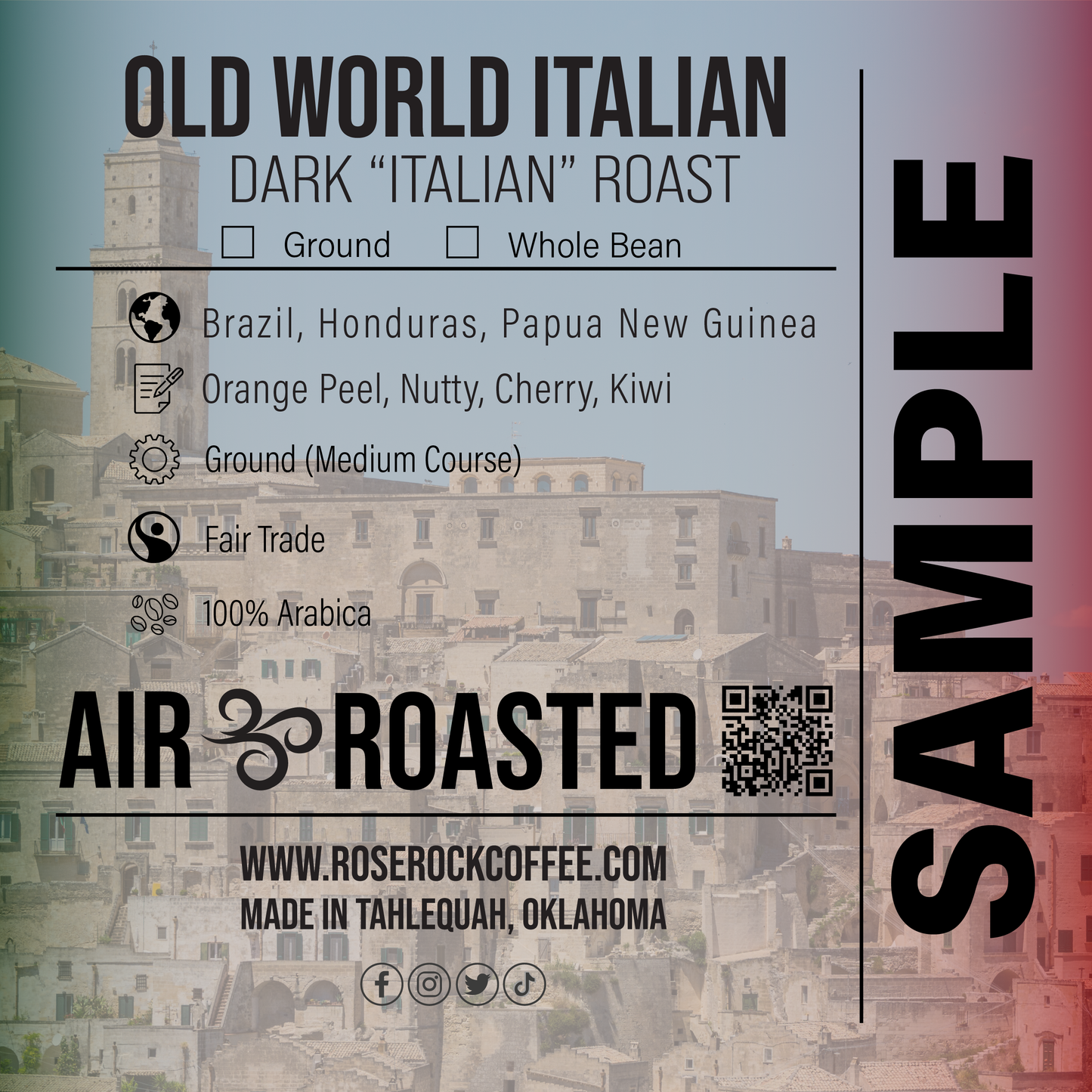 
                  
                    Old World Italian | Whole Bean Coffee | Dark "Italian" Roast | Rose Rock Coffee | Air Roasted | 10oz | 12oz | 1lb | 5lb | Sample
                  
                