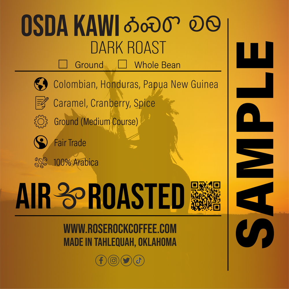 
                  
                    Osda Kawi | Whole Bean Coffee | Dark Roast | Rose Rock Coffee | Air Roasted | 12oz | 1lb | 5lb | Sample
                  
                