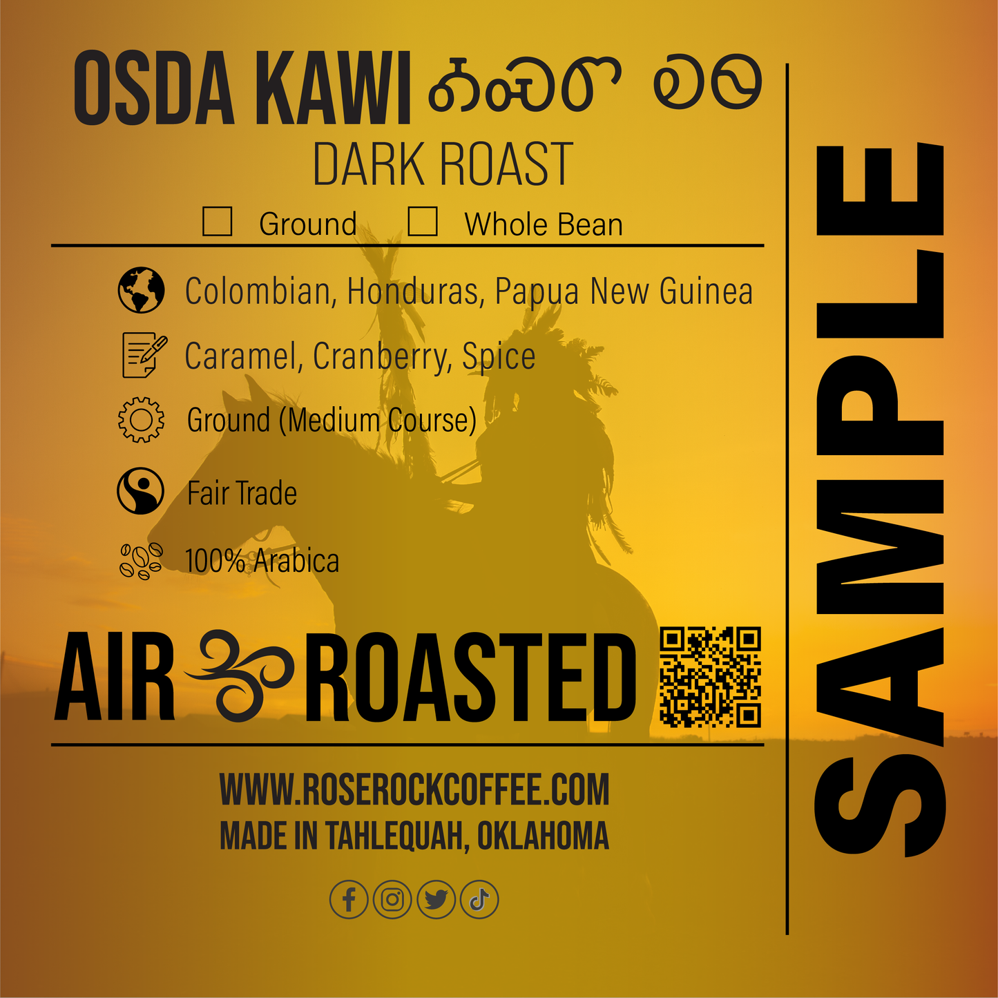 
                  
                    Osda Kawi | Whole Bean Coffee | Dark Roast | Rose Rock Coffee | Air Roasted | 10oz | 12oz | 1lb | 5lb | Sample
                  
                