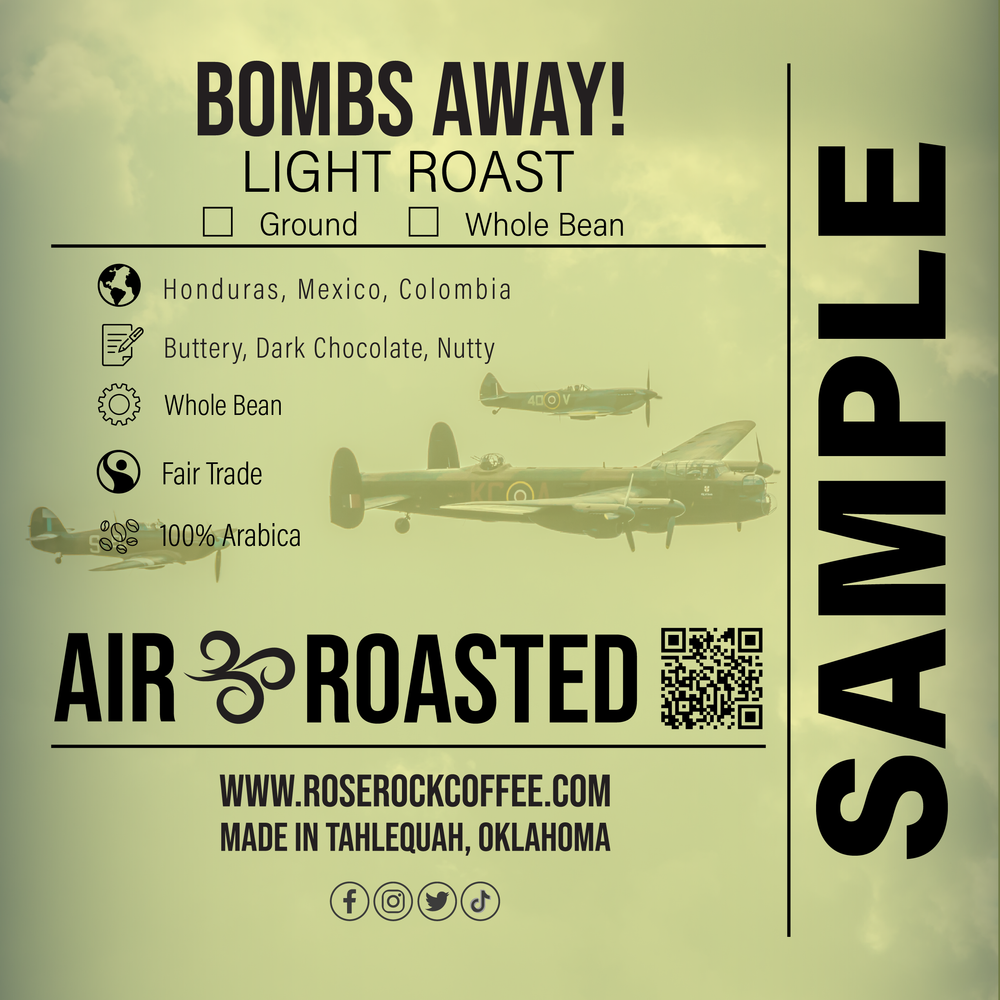 Bombs Away! | Whole Bean Coffee | Dark Roast | Rose Rock Coffee | Air Roasted | 12oz | 1lb | 5lb | Sample