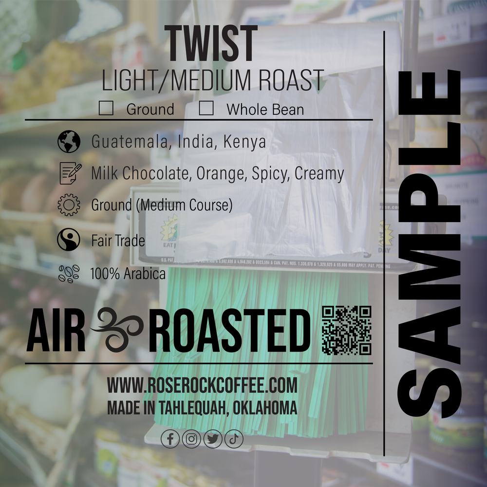 
                  
                    Twist | Ground Coffee | Dark Roast | Rose Rock Coffee | Air Roasted | 12oz | 1lb | 5lb | Sample
                  
                