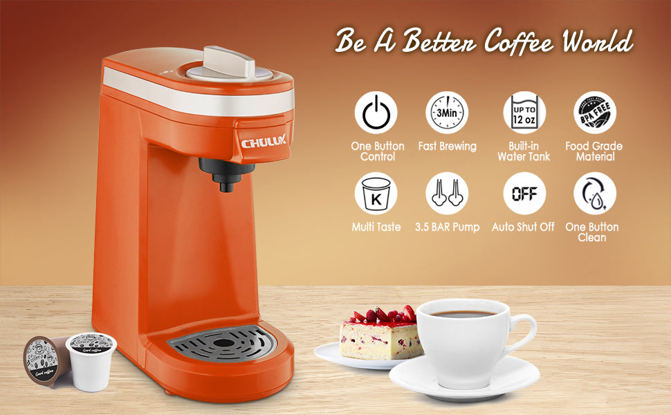 
                  
                    CHULUX Coffee Maker Single-Serve Coffee Machine for Capsule, Orange
                  
                