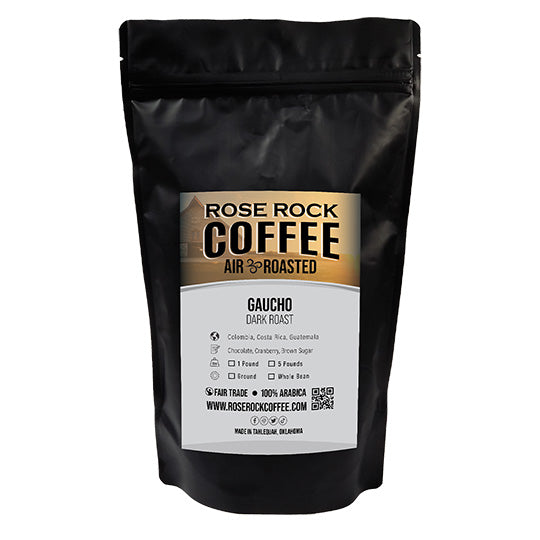 
                  
                    Gaucho | Ground Coffee | Dark Roast | Rose Rock Coffee | Air Roasted | 10oz | 12oz | 1lb | 5lb | Sample
                  
                