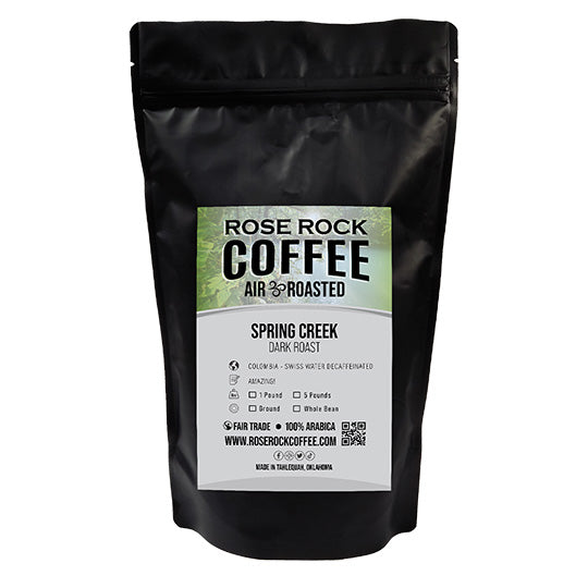 Spring Creek | Ground Coffee | Decaffeinated | Rose Rock Coffee | Air Roasted | 10oz | 12oz | 1lb | 5lb | Sample