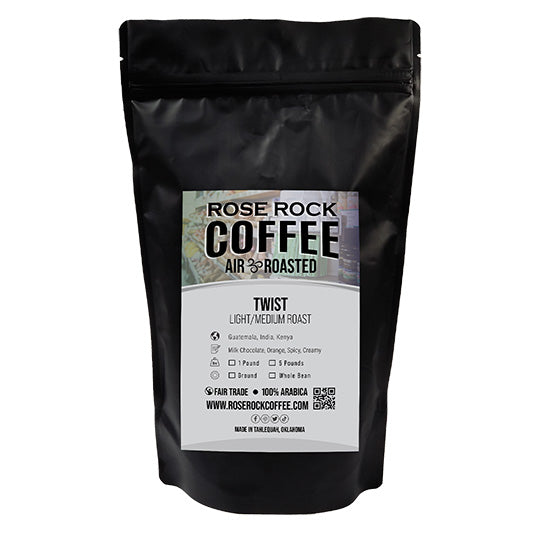 Twist | Whole Bean Coffee | Dark Roast | Rose Rock Coffee | Air Roasted | 12oz | 1lb | 5lb | Sample