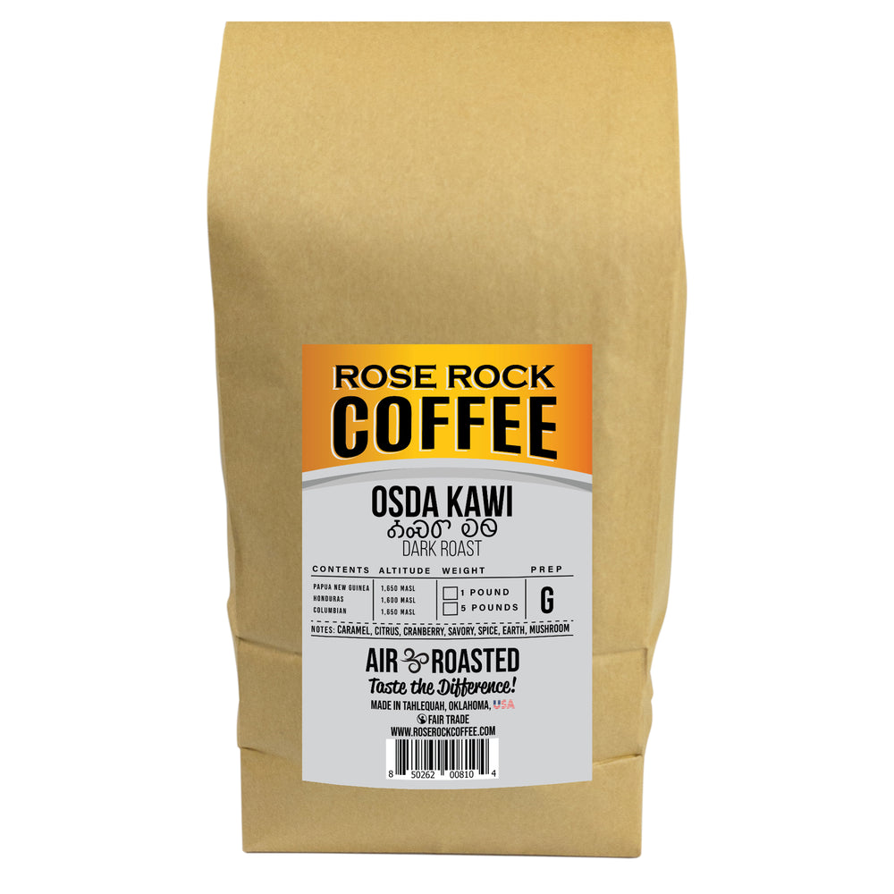 Osda Kawi | Ground Coffee | Dark Roast | Rose Rock Coffee | Air Roasted | 12oz | 1lb | 5lb | Sample